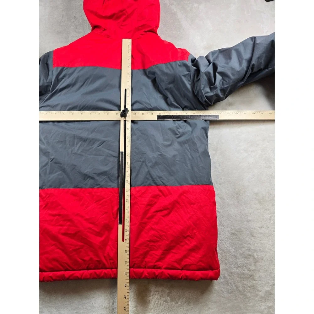 Columbia Jacket Kids XL 18/20 Gray Red Nylon Thick Insulation Hooded Puffer